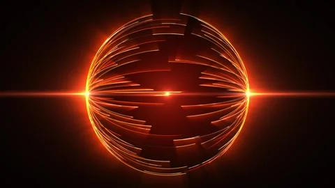 Seamless loop background with glowing hot energy sphere made of rotating lines Stock Footage 274793960