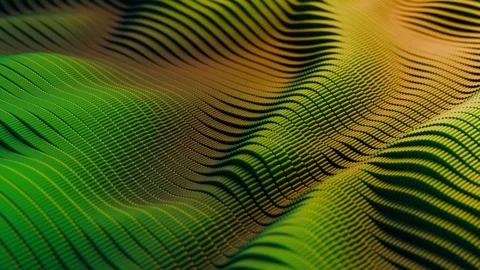 Seamless loop background with green and orange 3D waves field Stock Footage 331047706
