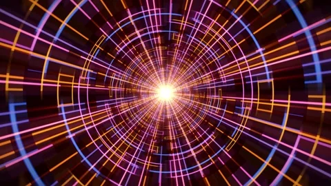 Seamless loop background with shiny tunnel made of digital patterns Stock Footage 306160374