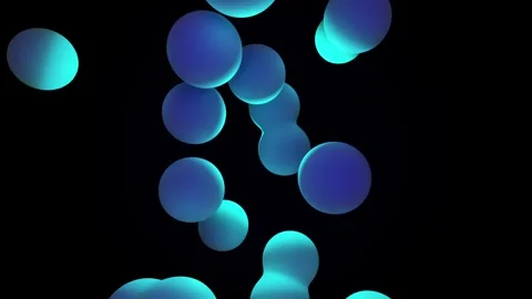 Seamless loop background with vibrant blue and cyan glowing bubbles Stock Footage 322712578
