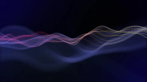 Seamless loop background with waveform made of blue particles and yellow lines Stock Footage 265226879