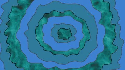 Seamless loop background with wavy circles twiling and forming hypnotic tunnel. Illustrazione stock