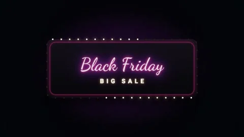 Seamless loop Black Friday neon glowing marquee banner with big sale text Stock Footage 340200076