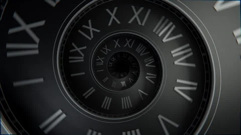 Seamless Loop Black Spiral Clock Animation, Futuristic Dark Time Concept Stock Footage 311754000