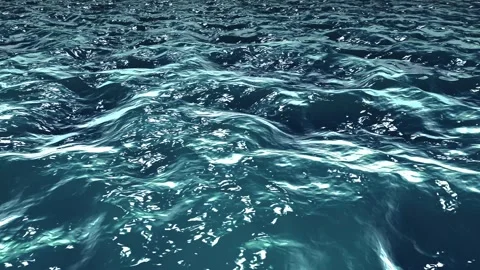 Seamless Loop of Blue Ocean Waves with Sparkling Sunlight Reflecting on the  Stock Footage 340021643