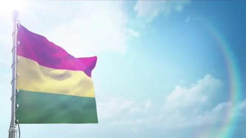 Seamless Loop Of Bolivia Flag front view In sunset blue sky Stock Footage 296933891