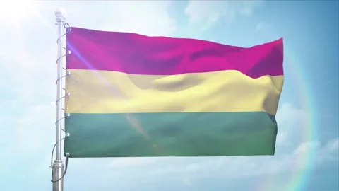 Seamless Loop Of Bolivia Flag Side view In sunset blue sky Stock Footage 296933895