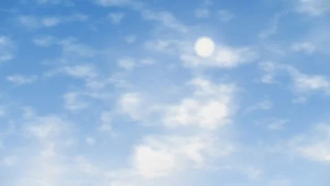 Seamless Loop of Bright Sun and Wispy Clouds in Blue Sky 스톡 동영상 344835207