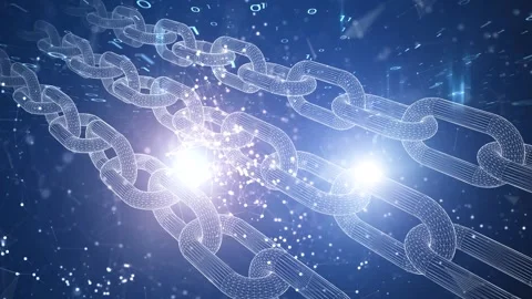 Seamless loop business blockchain chains data animation Stock Footage 337429524