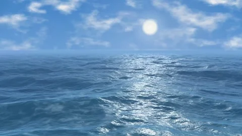 Seamless Loop of Calm Ocean Waves Under a Clear Sunny Sky Stock Footage 344832518