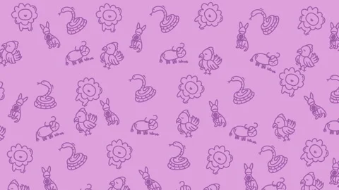 Seamless loop of cartoon animals on pink background Stock Footage 328564461
