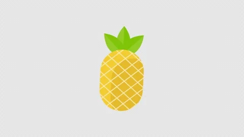 Seamless Loop Cartoon Pineapple Alpha Channel Transparent Background Tropical Stock Footage 333973237