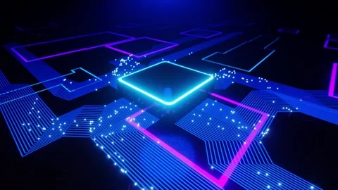 Seamless loop Central Computer Processors CPU concept. Motherboard digital chip Stock Footage 243189120
