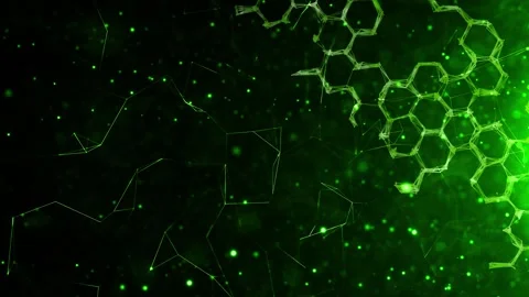 Seamless loop chemical hexagon bonds cyber space background Stock Footage 324608892