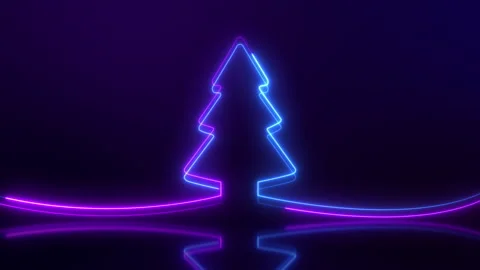 Seamless loop, Christmas tree glow neon light running. Stock Footage 249618157