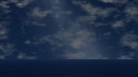 Seamless Loop of Clear Sky and Ocean Transitioning from Night to Day Stock Footage 346570703