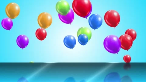 Seamless Loop of Colorful Balloons with Reflection on Dark Floor Video stock 329020158