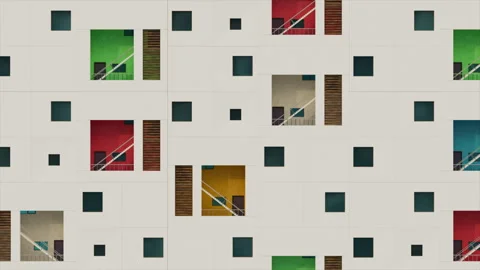 Seamless loop, colorful facades or residential complex apartment building Stock Footage 308655446