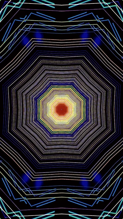 Seamless loop of a colorful tunnel design with geometric patterns and dynam.. Stock Footage 321263947