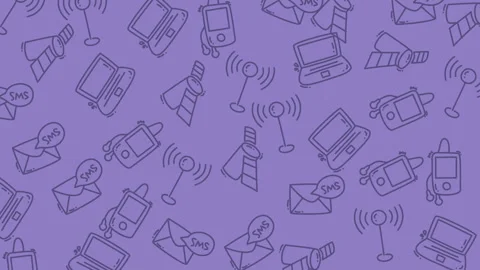 Seamless loop of communication icons animation on purple background Stock Footage 328565000
