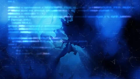 Seamless loop computer code typing and earth globe rotation Stock Footage 324608964