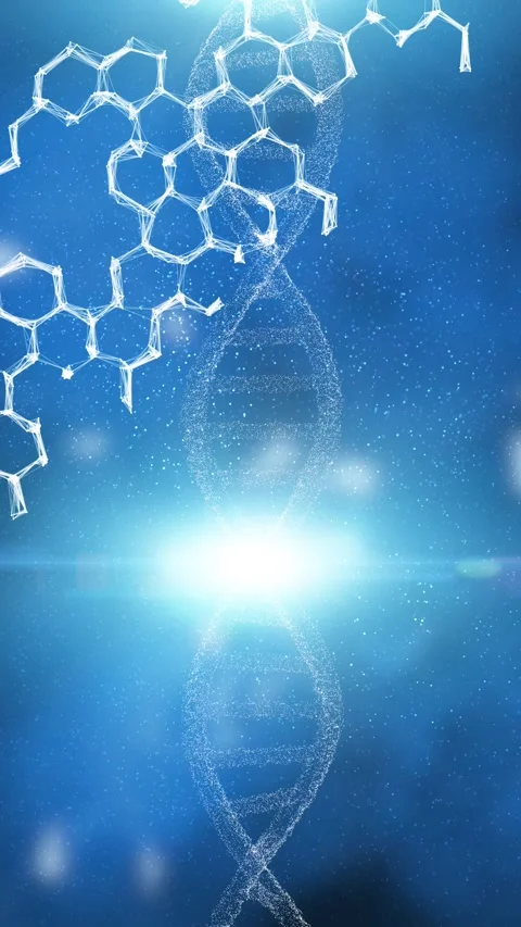 Seamless loop concept science dna and molecules loop vertical back Stock Footage 347686241