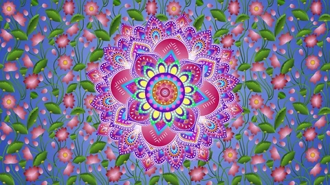 Seamless Loop Continues Circular Motion Spirit Mandala With Lotus Flower Plants  Video stock 108480896