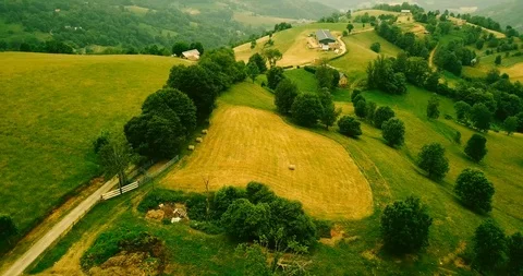Seamless loop of countryside and farm in Pyrenees Stock Footage 94497637