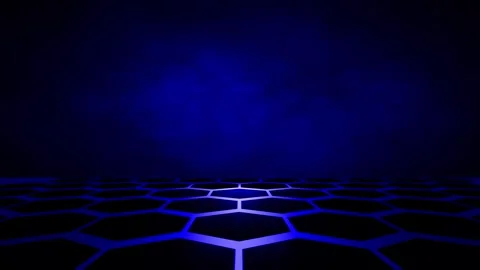 Seamless loop. A dark blue podium in smoke. Stock Footage 302076540