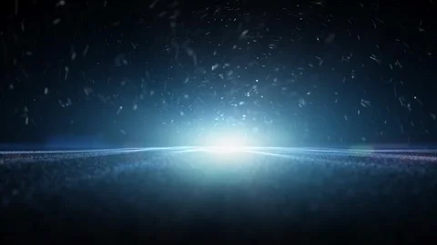 Seamless loop dark dotted waves with flying particles animation Stock Footage 340237577