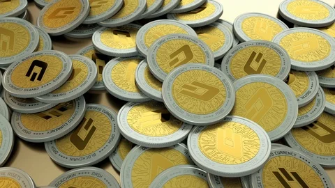 Seamless loop of Dash crypto currency coin pile Stock Footage 89124125