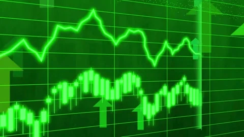 Seamless Loop of Digital Trading Charts, Arrows, and Market Data Video stock 319352604