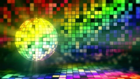 Seamless loop disco ball animation, rotating mirror sphere, glowing party Stock Footage 335325234