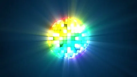 Seamless loop disco ball animation, rotating mirror sphere, glowing party Stock Footage 335327132