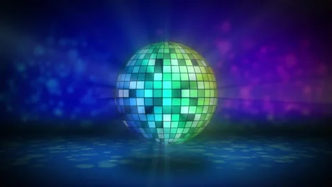 Seamless loop disco ball animation, rotating mirror sphere, glowing party Stock Footage 335328416