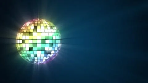 Seamless loop disco ball animation, rotating mirror sphere, glowing party Stock Footage 335352580