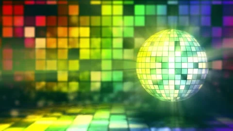 Seamless loop disco ball animation, rotating mirror sphere, glowing party Stock Footage 335352668