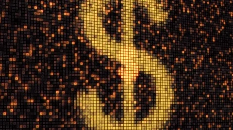 Seamless loop dollar shape on digital screen Stock Footage 8692370