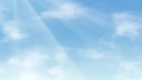 Seamless Loop of Drifting White Clouds in Blue Sky with Sunbeams 스톡 동영상 342319120