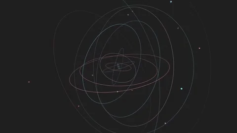Seamless loop dynamic illustration depicting multiple stars orbital pathways. Stock Footage 279137442