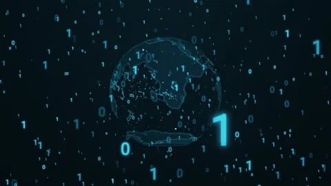 Seamless Loop Earth Digital World Hologram Technology Binary Code Random Numb Stock Footage 201071159