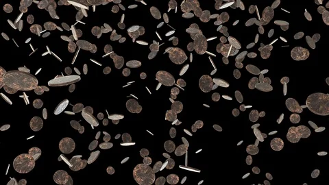 Seamless Loop of Falling blank Coins Stock Footage 107719391