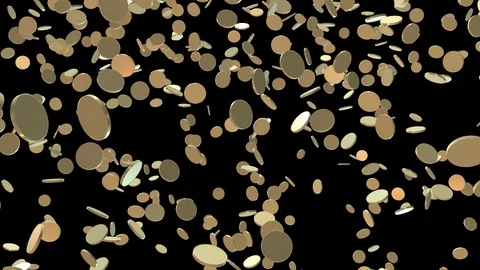 Seamless Loop of Falling blank Coins Stock Footage 107719699