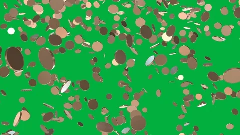 Seamless Loop of Falling blank Coins Stock Footage 107722558
