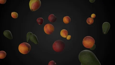 Seamless loop of falling fruits. 3d render Stock Footage 102166490