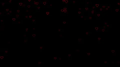 Seamless loop falling red hearts on clean black background Stock Footage 347687672