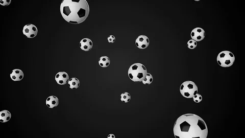 Seamless loop of falling soccer balls. 3d render Stock Footage 102168739