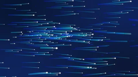 Seamless loop file, Flowing Blue beam lines animation, sidewards Stock Footage 105484896