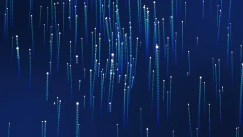 Seamless loop file, Flowing Blue beam lines animation, upward Stock Footage 105484925