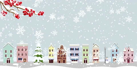 Seamless loop file - Snowing townscape motion background Stock Footage 162718816